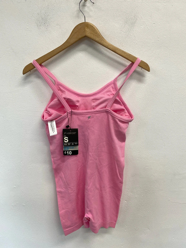 Primark workout sports all in one pink seamless playsuit padded UK S JB001