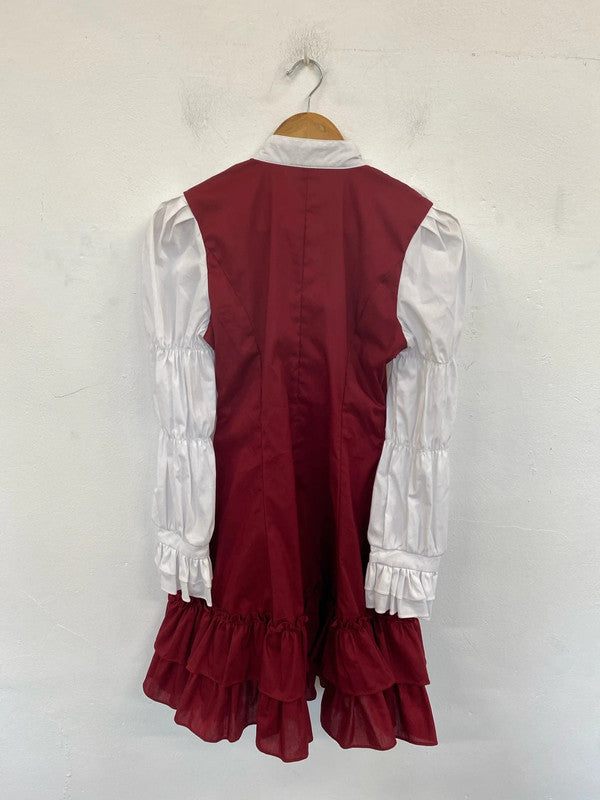 Lolitain Elegant Gothic Lolita Burgundy & White Ruffle Dress Size M GK002