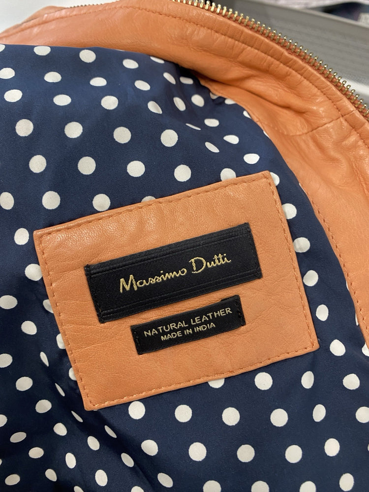 Lovely Massimo Dutti Coral Leather Jacket UK L MS002