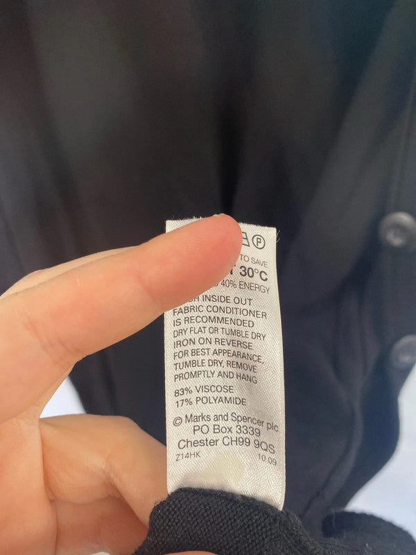 M&S Chic Black Longline Cardigan UK 14 GK002