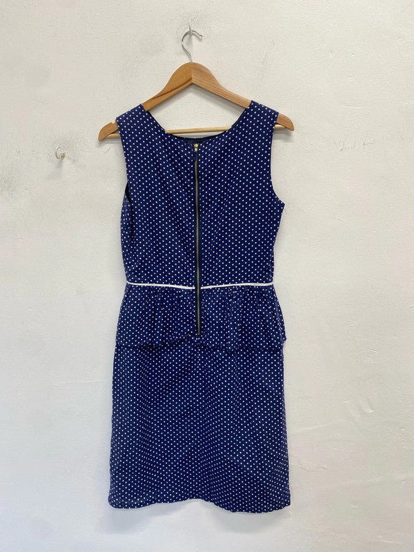 Lovely fever London blue spotted midi dress UK 12 JM007