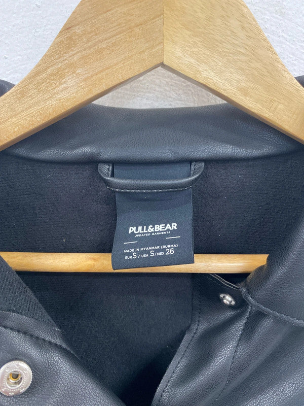 Pull & Bear Chic Black Faux Leather Shacket Size S SD002