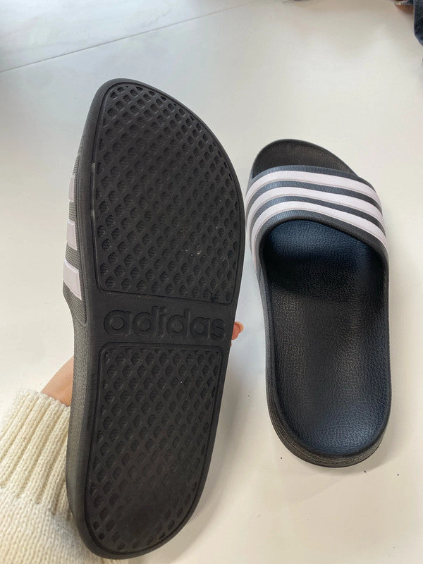Fabulous adidas Adilette black white slides aqua UK 5 NC001