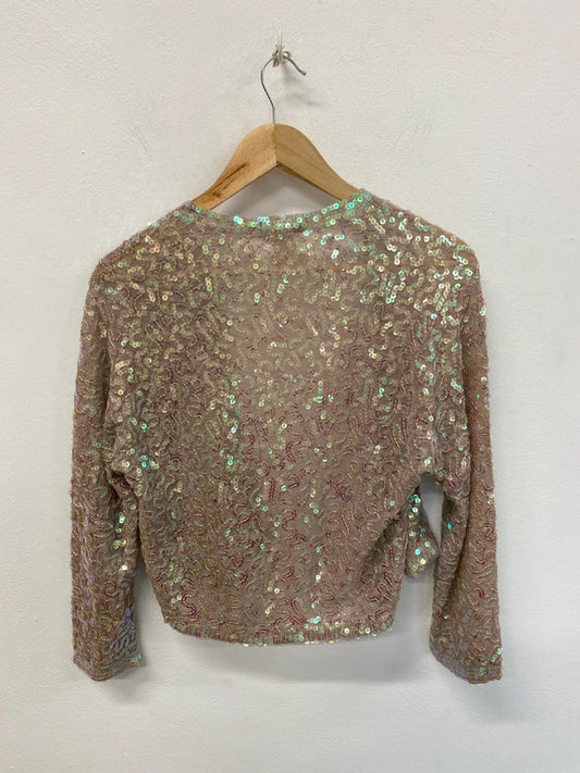 Gold Hawk Fabulous Pearlescent Sequin Bolero Size L JB005
