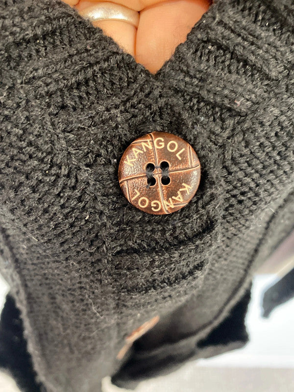 Lovely kangol cable knit cardigan black slouchy 10 JR001