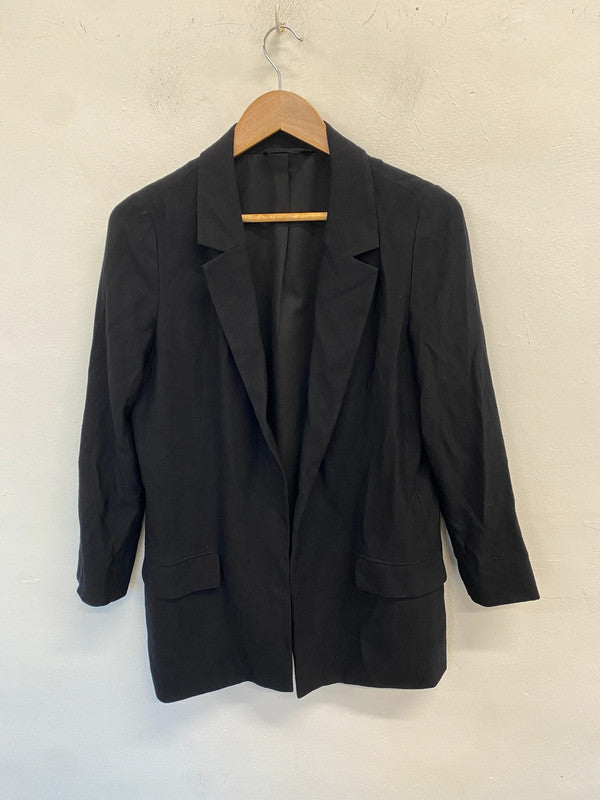 Lovely All Saints Black Blazer Longline UK 10 RF001