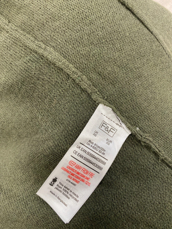 Fabulous recycled plastic F&F khaki Green olive cardigan UkXS MA003