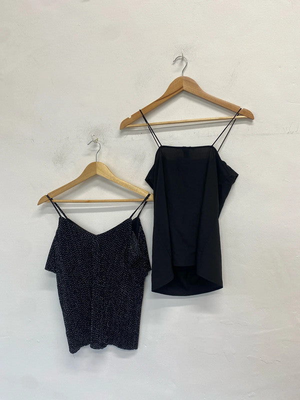 Lovely duo of frill black tops h&m new look #5 UK 10 JA001