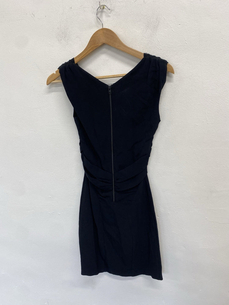 Stunning All Saints Ash Woven Dress In Black Midi UK 6 SD002