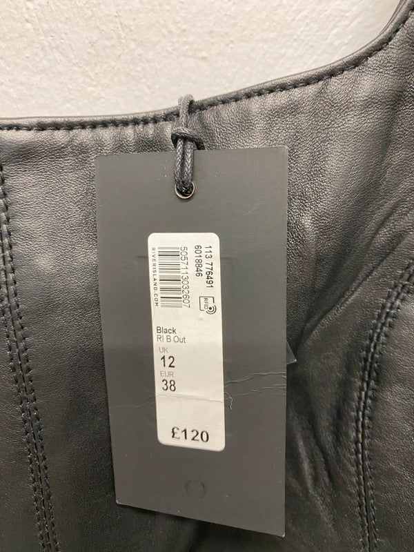 Fabulous River Island Lux studio real leather dress Uk12 KS002