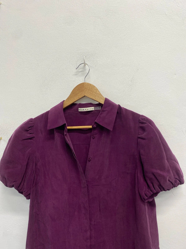 Lovely Alice + Olivia purple collar smock dress UK M SS002