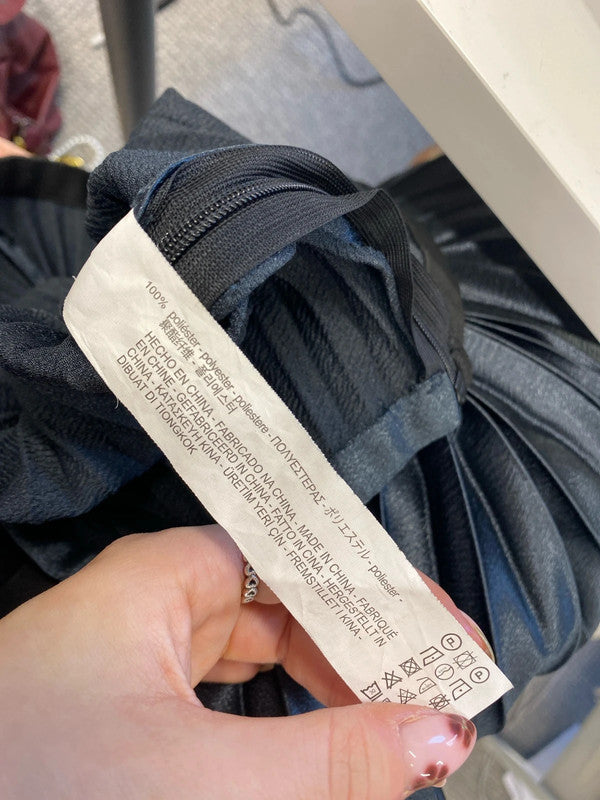 Lovely zara navy pleated metallic midi skirt UK S JM005