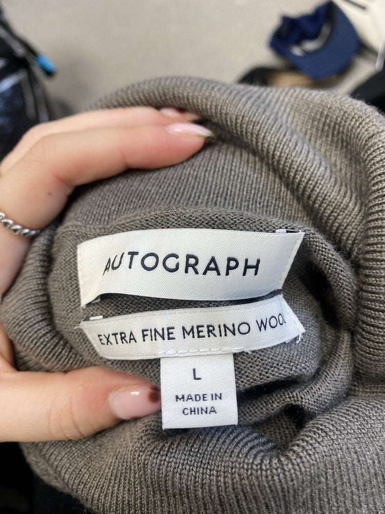 Lovely M&s Autograph Roll Neck Grey Merino Wool Jumper UK L CN001