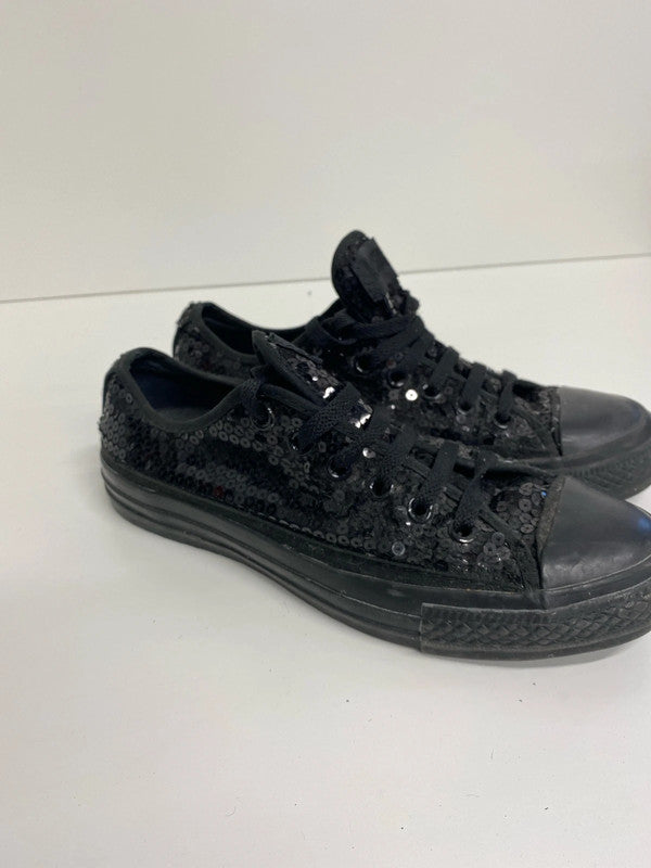 Fabulous Black sequin classic party converse UK6 JR001