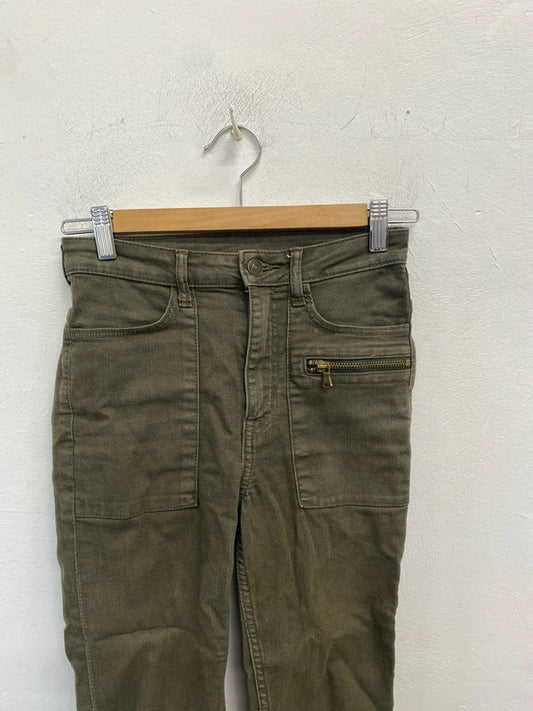 Lovely h&m khaki zip pocket jeans UK 10 JA001