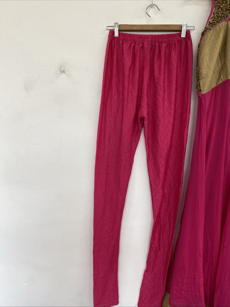 Anarkali dress lenga party wear Pink And Gold Size 8-10 Stunning EC001