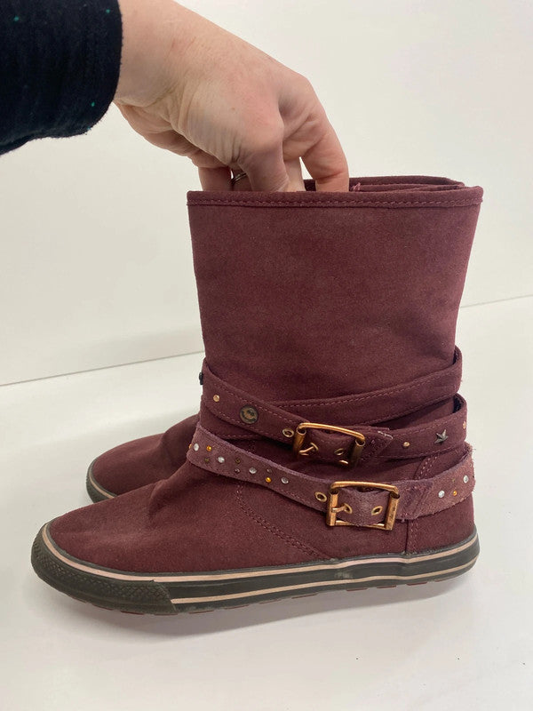 Fabulous burgundy Next embellished biker boots Uk4 GK002