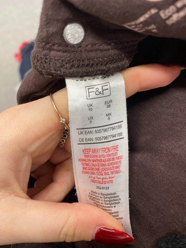 Lovely F&F brown skinny jeans UK 10 GK002