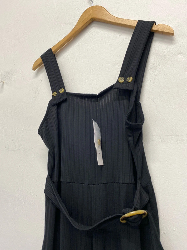 Fabulous Topshop Black lightweight jumpsuit dungaree Uk12 New KA001