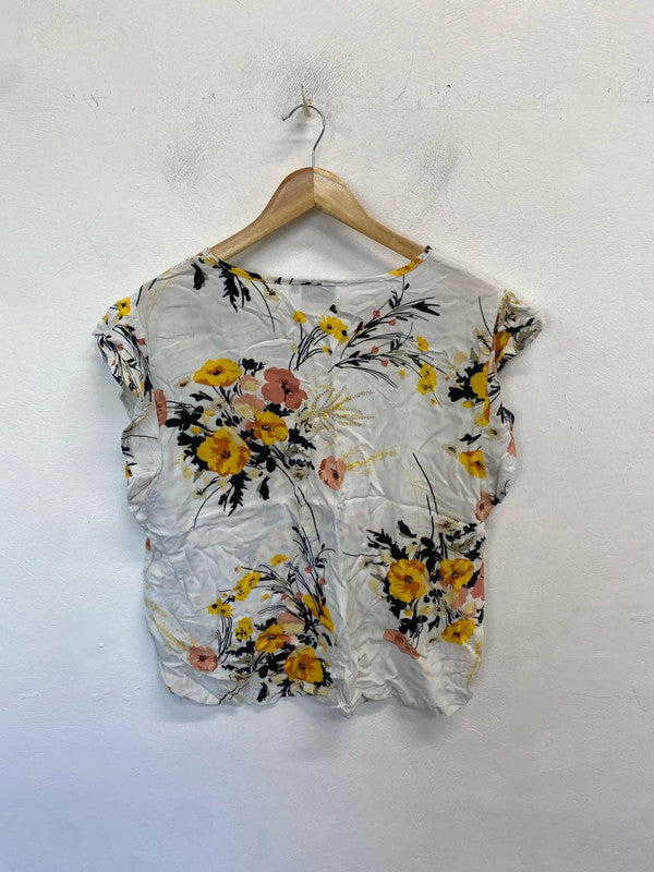 Lovely b.young floral yellow top UK 10 AG005