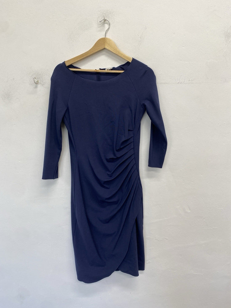 Lovely Armani Collection Navy Blue Ruched Midi Dress UK 16 HS001