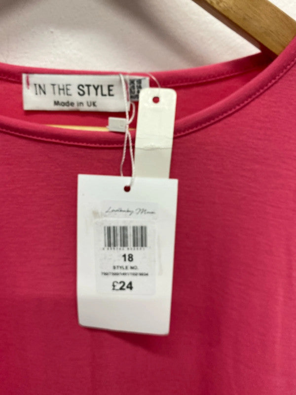 Fabulous In the Style pink jersey peplum top New Uk18 CR002
