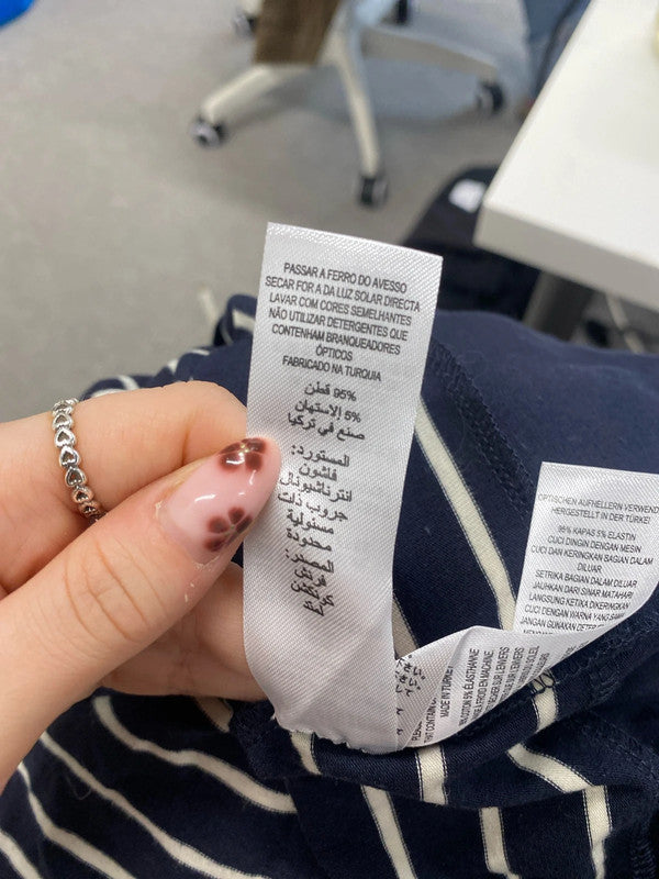 Lovely French connection navy stripe long sleeve Bodycon dress UK 8 MM005