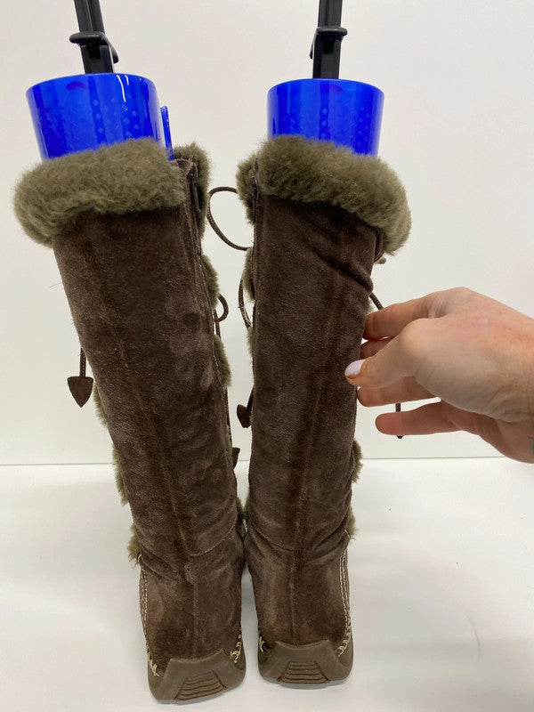 Fabulous Next suede and fleece winter boots Uk4 brown KM004