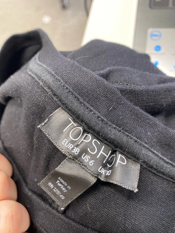 Lovely Topshop black casual dress UK 10 AO001