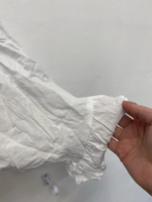 Lovely Classic H&M white gypsy Bardot top Uk14 loose fit IM001