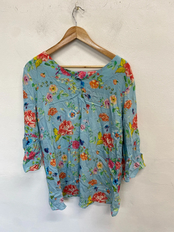Fabulous sosandar baby blue floral tunic dress UK 14 LW005
