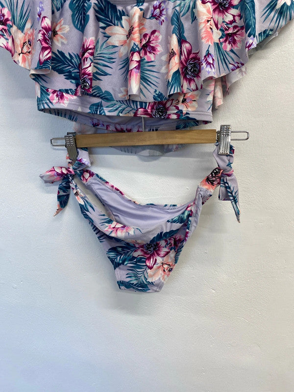 Stunning new look floral lilac off the shoulder bikini set UK 8 LK009