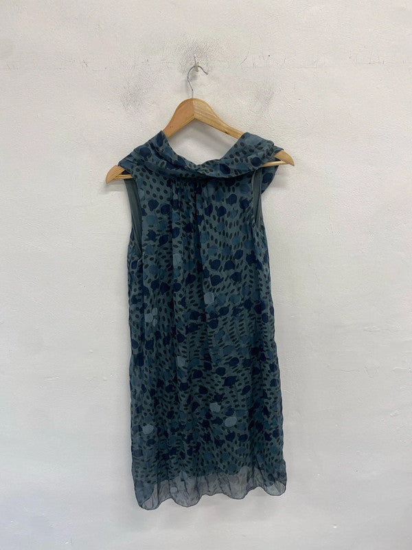 Lovely Carla conti silk blue pattern cowl neck UK L MM005