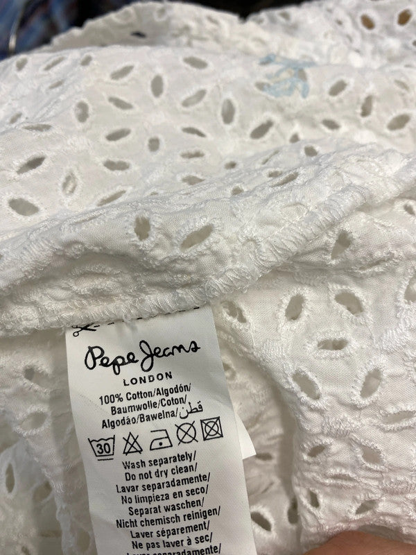 Stunning Y2K vintage Pepe Jeans broderie summer dress UK6-8 SN002