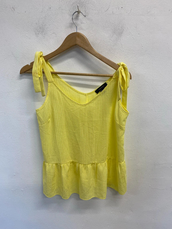 Stunning atmosphere yellow ditsy frill cami vest UK 10 JB001