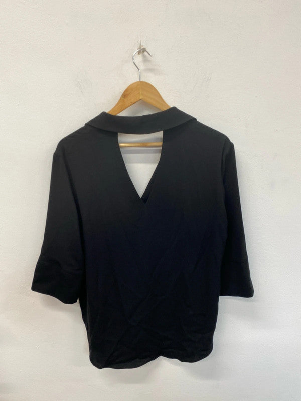 River Island Stylish Black Keyhole Back Loose Fit Blouse UK 8 KM004