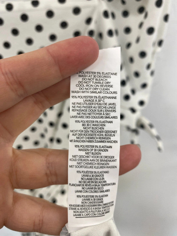 Boohoo Chic White & Black Polkadot Midi Dress UK 12 MB001