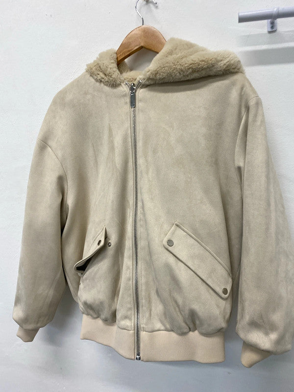 Fabulous Reversible faux fur cream Zara bomber UkXS SD002