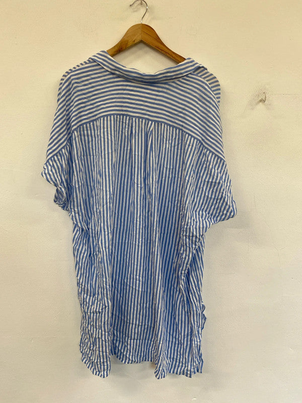 H&M Trendy Blue & White Stripe Oversize Tunic Size XL IM001