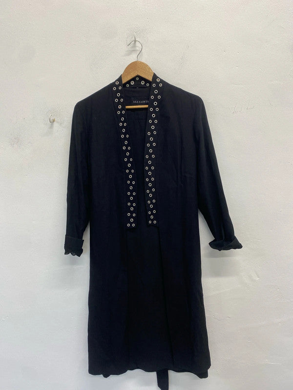 Stunning AllSaints kady kimono in black with tie belt UK m SSOO2