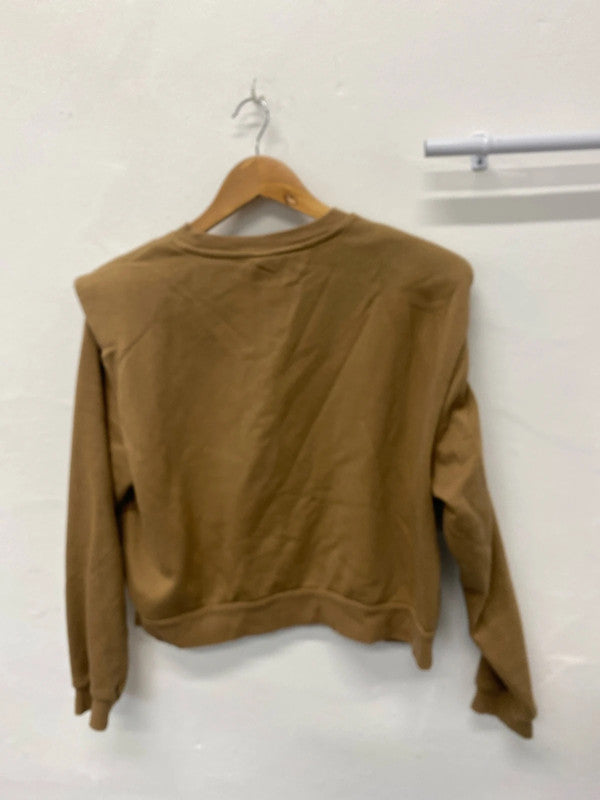 Fabulous Tan brown sweatshirt shoulderpads UkM JB001