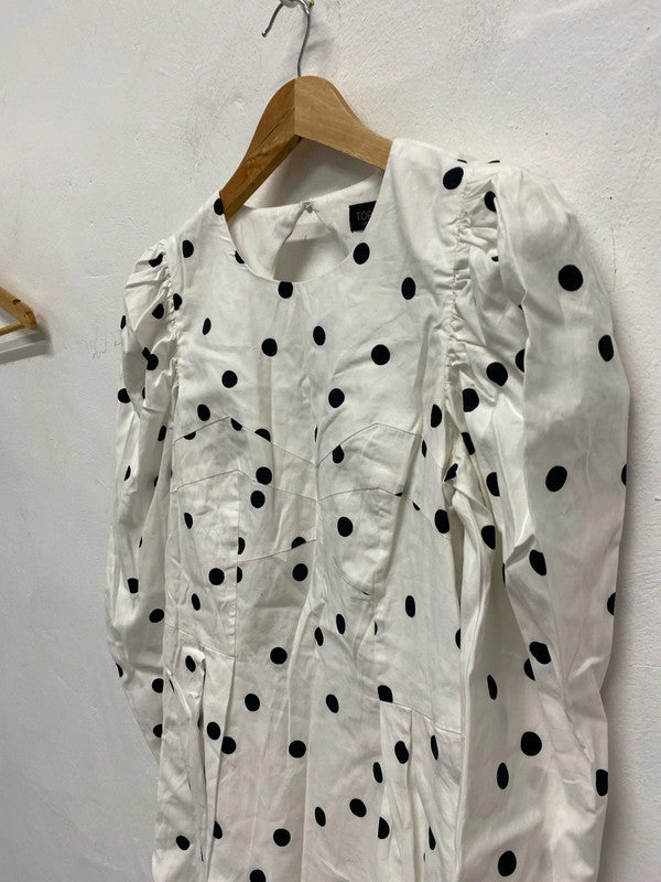 Fabulous Topshop Spotty mini dress cute cut out back Uk10 NS003