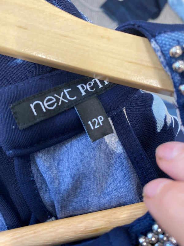 Fabulous Next Blue floral diamond embellished dress Uk12 GW001