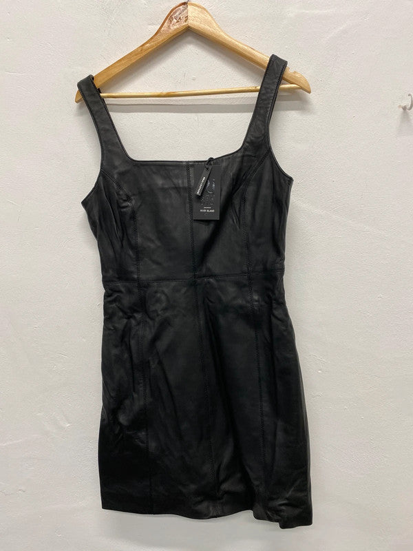 Fabulous River Island Lux studio real leather dress Uk12 KS002