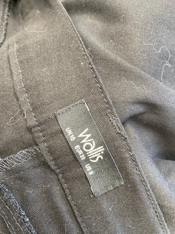 Lovely Wallis black crop trousers zip pocket UK 10 SW001
