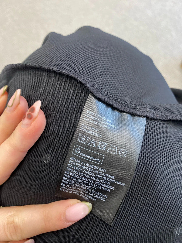 Lovely h&m black sheer Diamante top UK S LH002