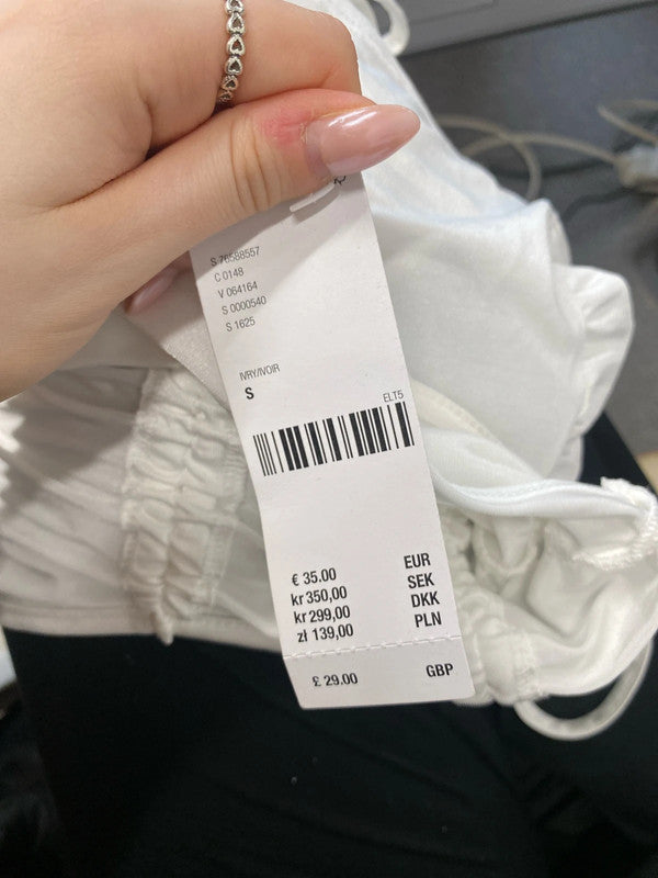 Lovely urban outfitters white ruched crop strap top UK S SD002
