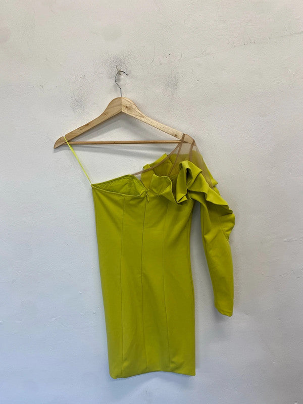 Stunning forever unique like ruffle sleeve one shoulder midi dress UK 8 JM008