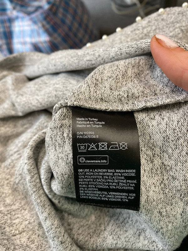 Fabulous H&M grey marl pearl embellished Jumper loose fit UkL KM003