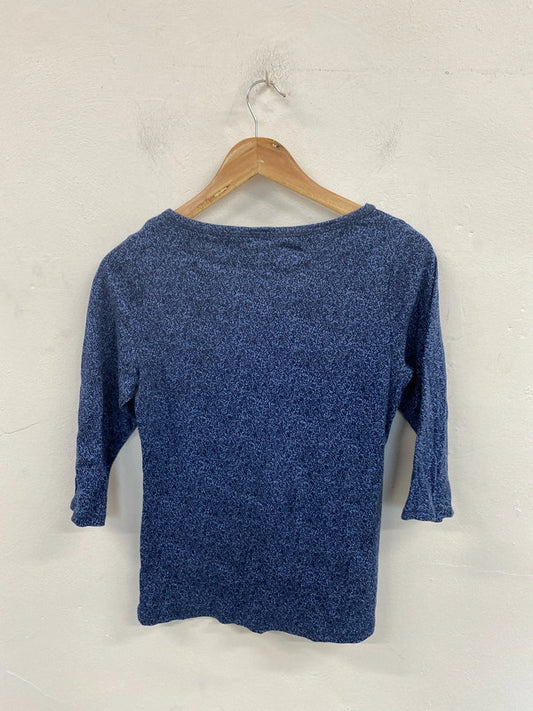 M&S Chic Blue & Navy Speckle Pattern Top UK 10 MM005